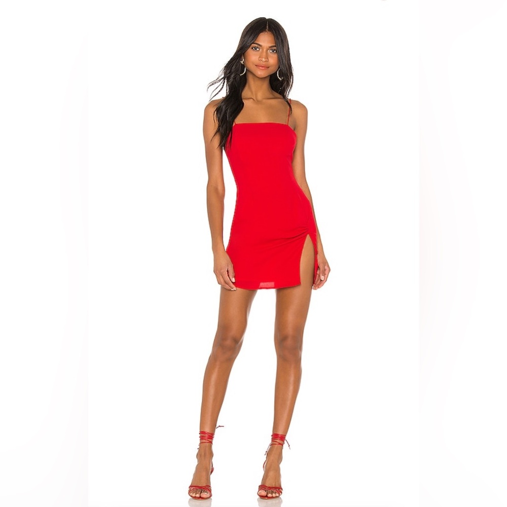 Syrus Slit Mini Dress in Cherry